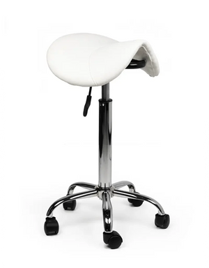 Ergonomische Zadelkruk Wit op Wielen