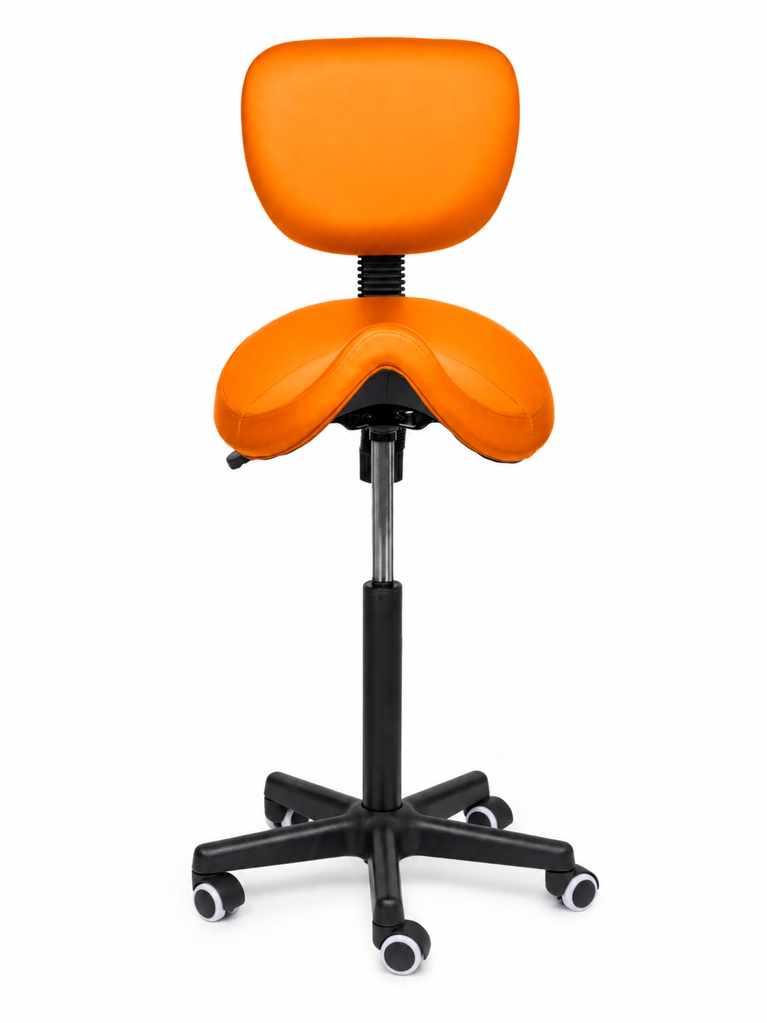 Ergonomische Zadelkruk met Rugleuning Comfort Oranje op Wielen
