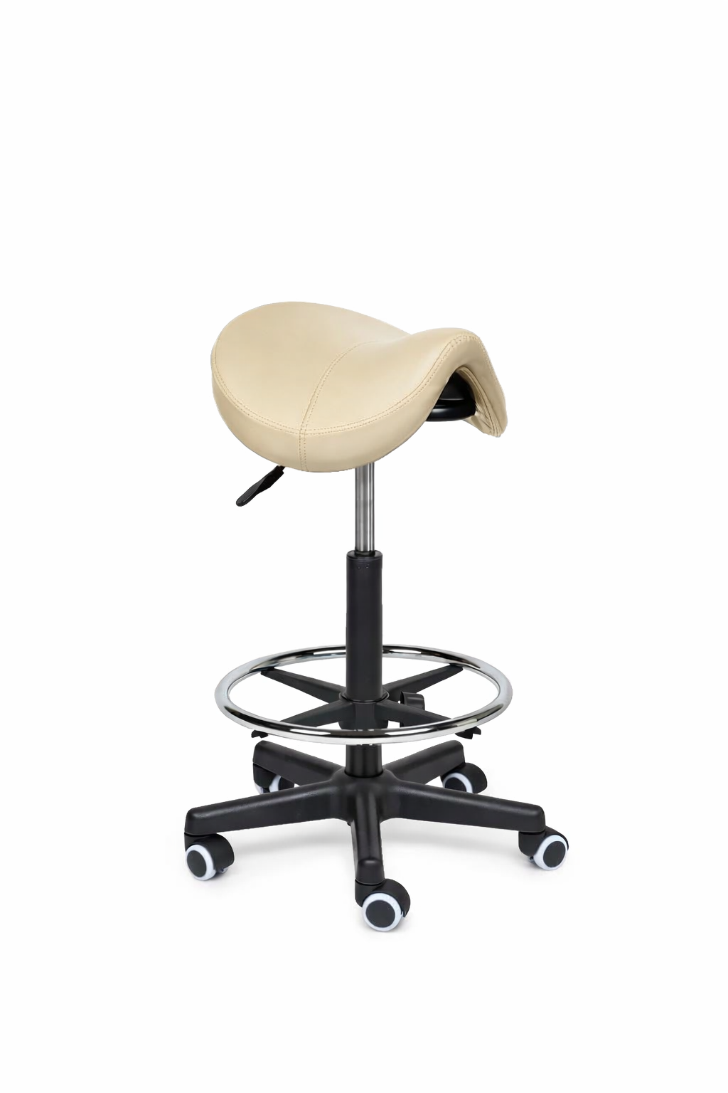 Ergonomische Zadelkruk Premium Beige op Wielen