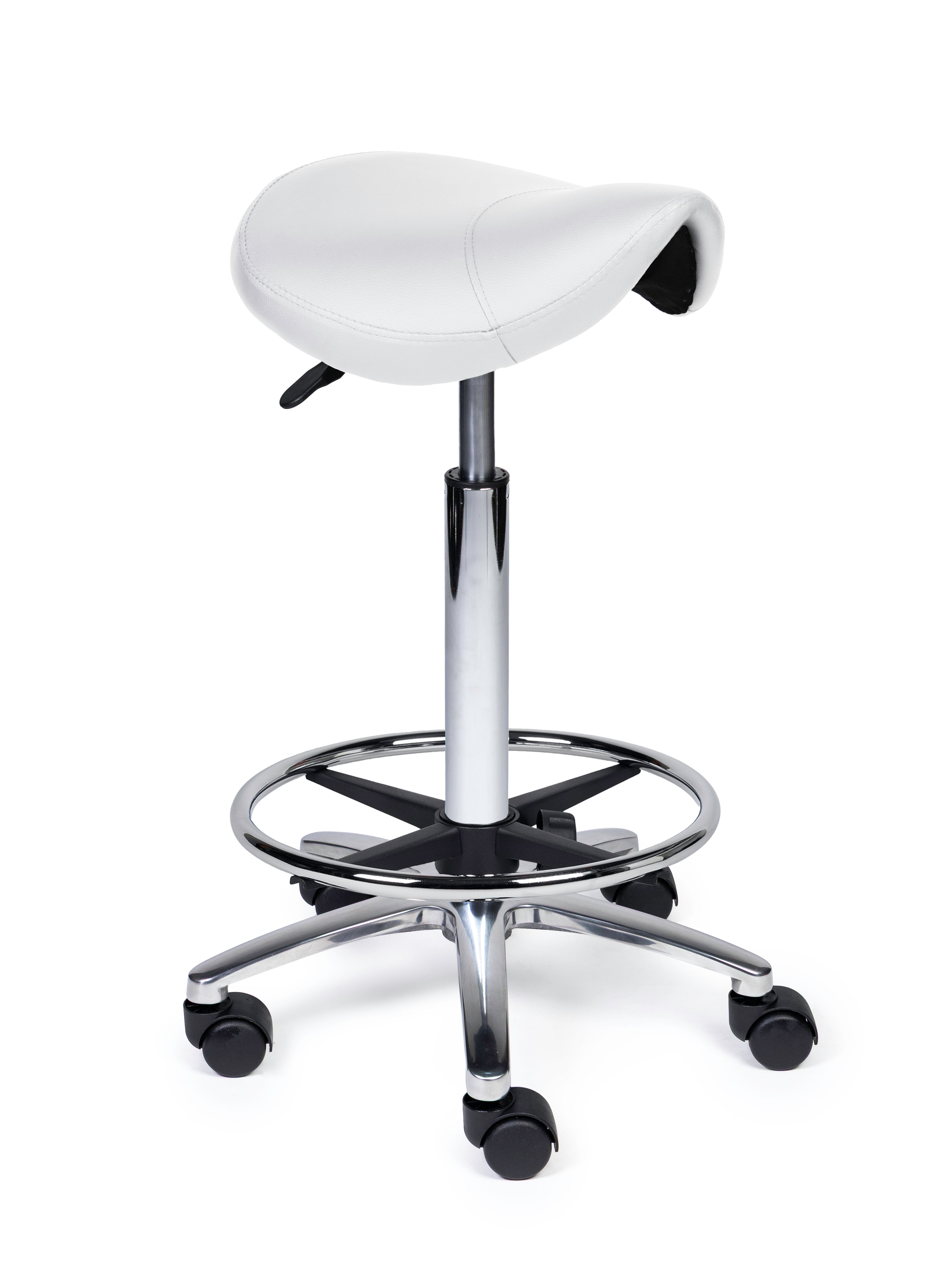 Ergonomische Zadelkruk Compact Wit op Wielen