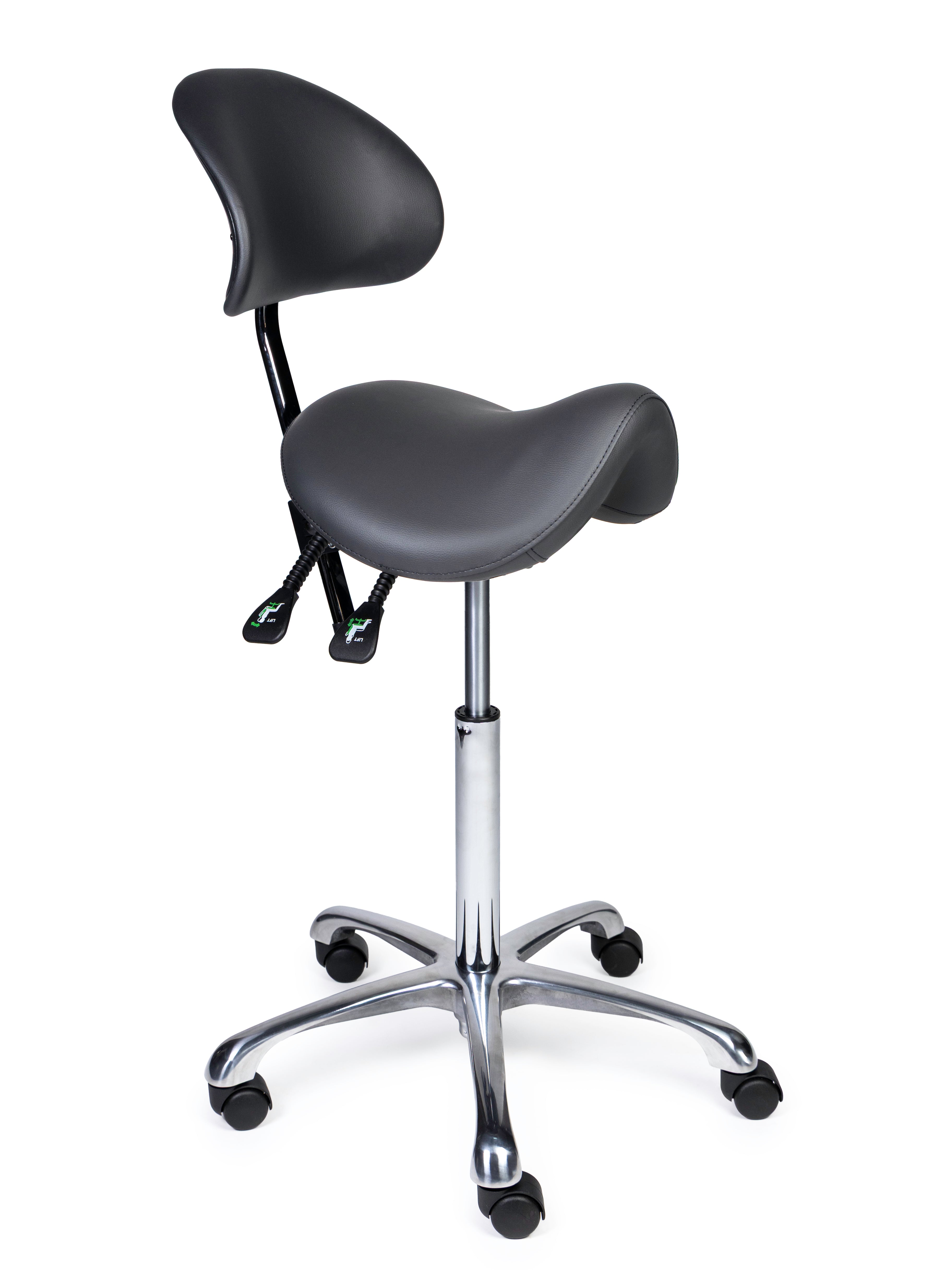 Ergonomische Zadelkruk met Rugleuning Premium Grijs op Wielen