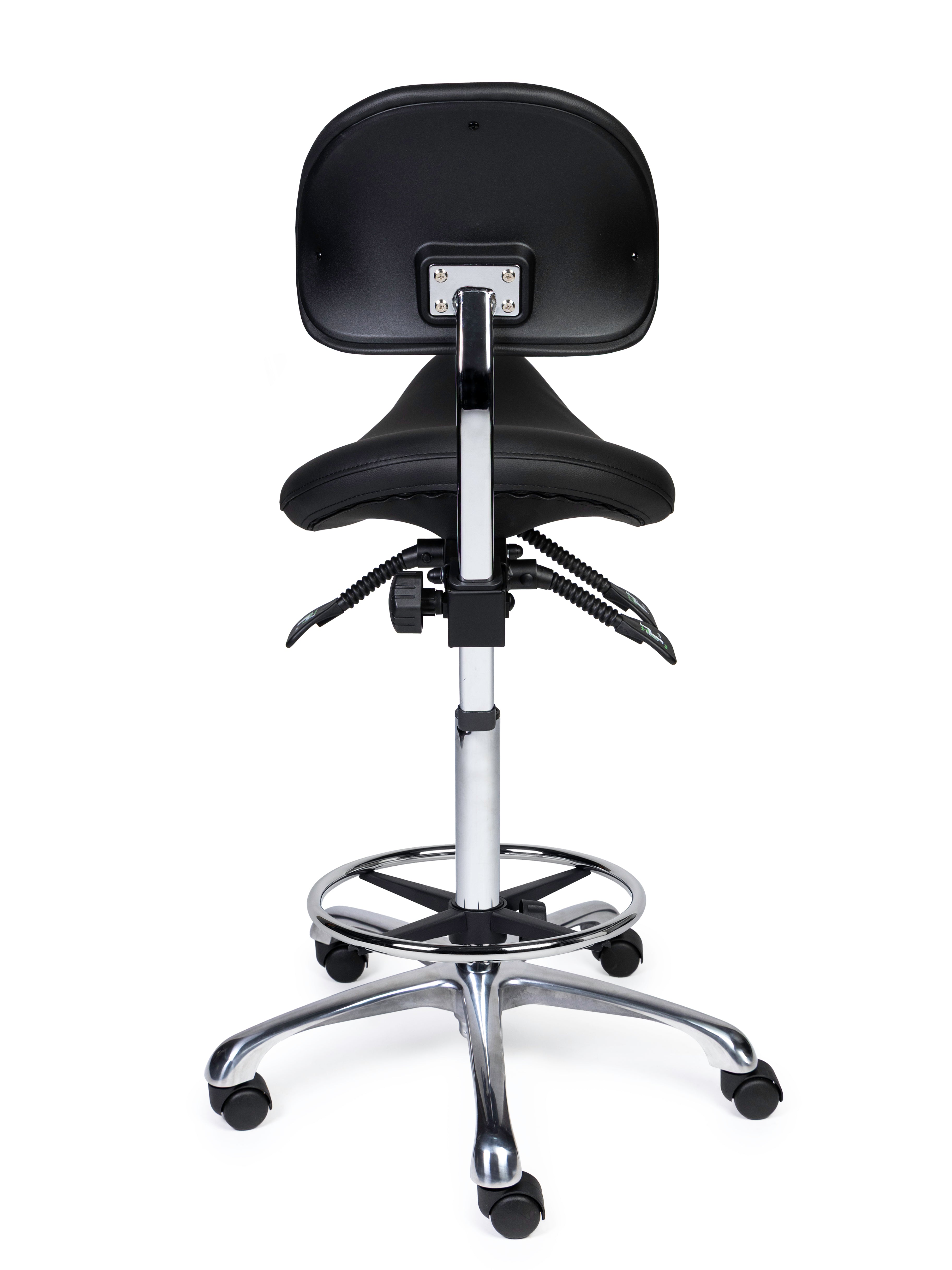 Ergonomische Zadelkruk met Rugleuning Premium Zwart op Wielen