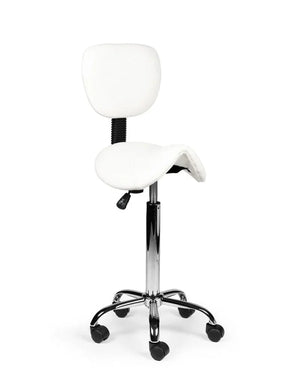 Ergonomische Zadelkruk met Rugleuning Wit op Wielen