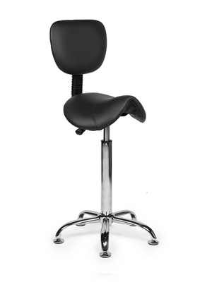 Ergonomische Zadelkruk met Rugleuning Zwart op Wielen