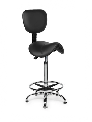 Ergonomische Zadelkruk met Rugleuning Zwart op Wielen