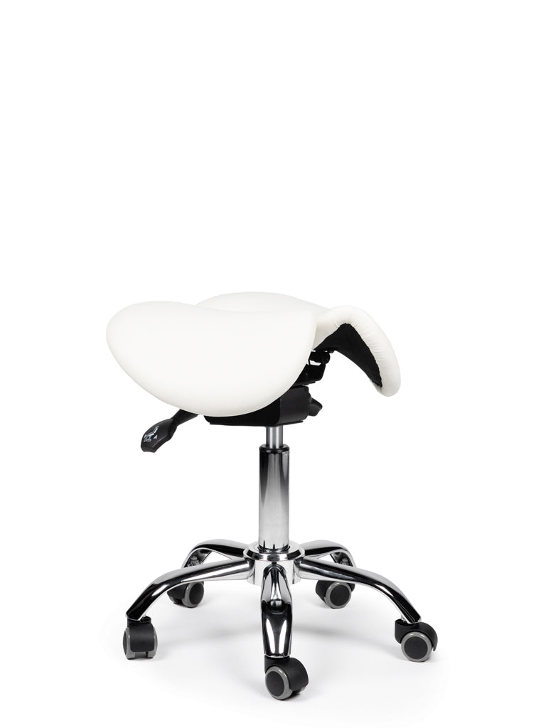 Kantelbare Zadelkruk Wit op wielen