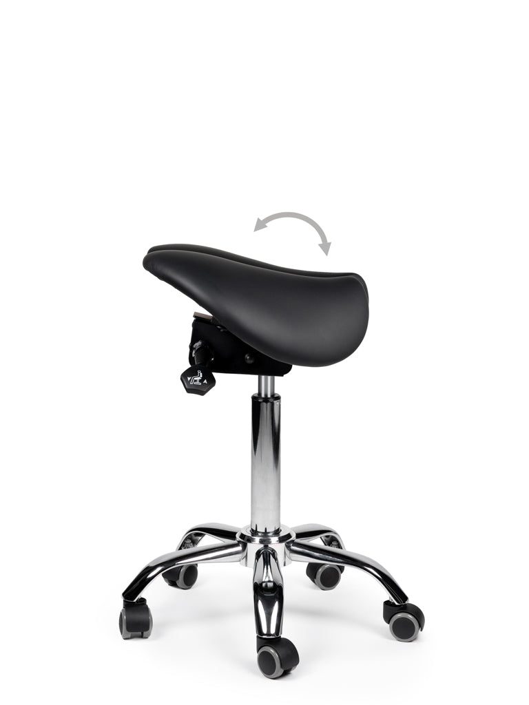 Kantelbare Zadelkruk Zwart op wielen