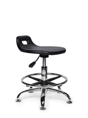 Ergonomische Stahulp Kruk Zwart op Glijdoppen