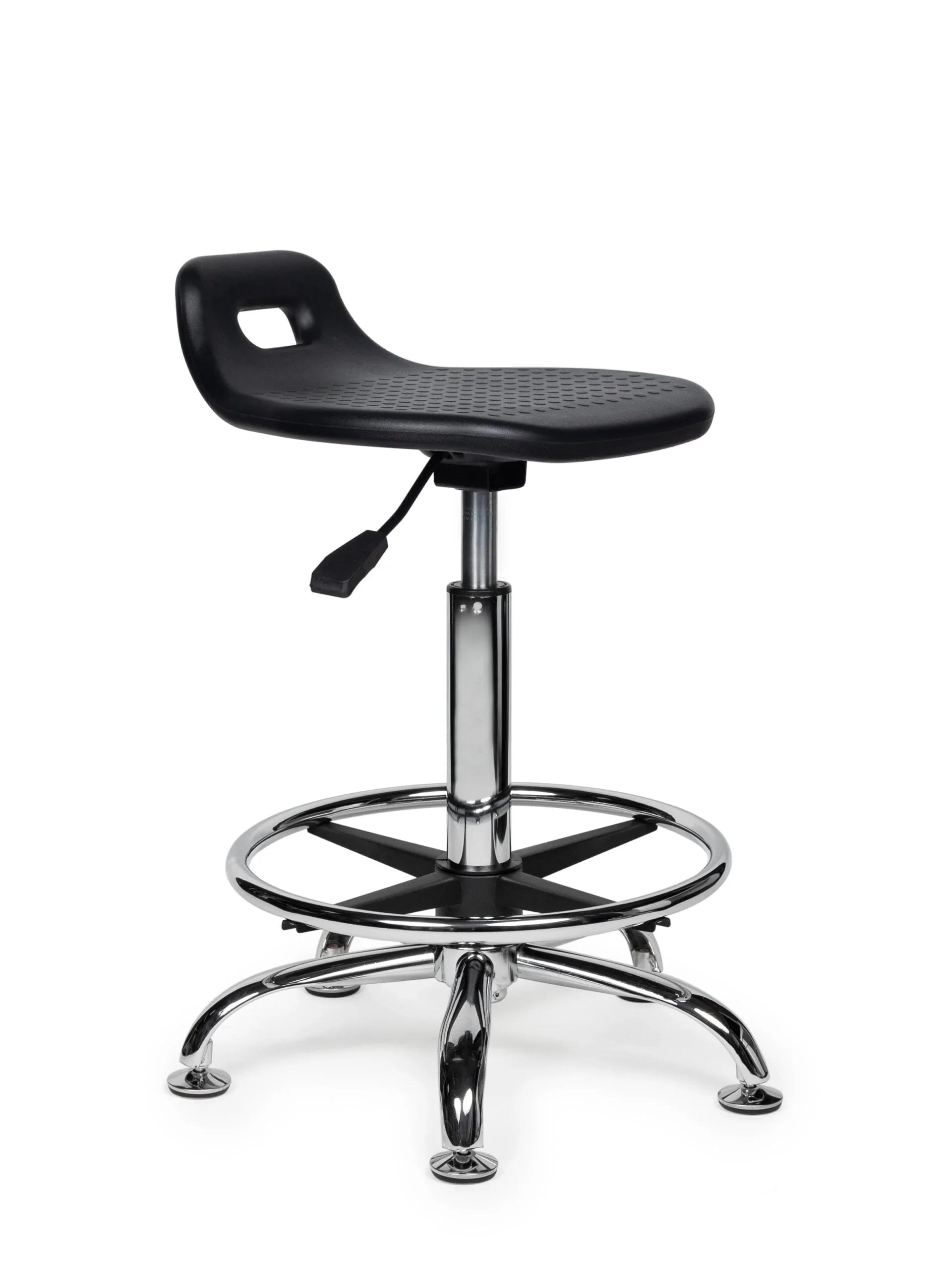 Ergonomische Stahulp Kruk Zwart op Glijdoppen