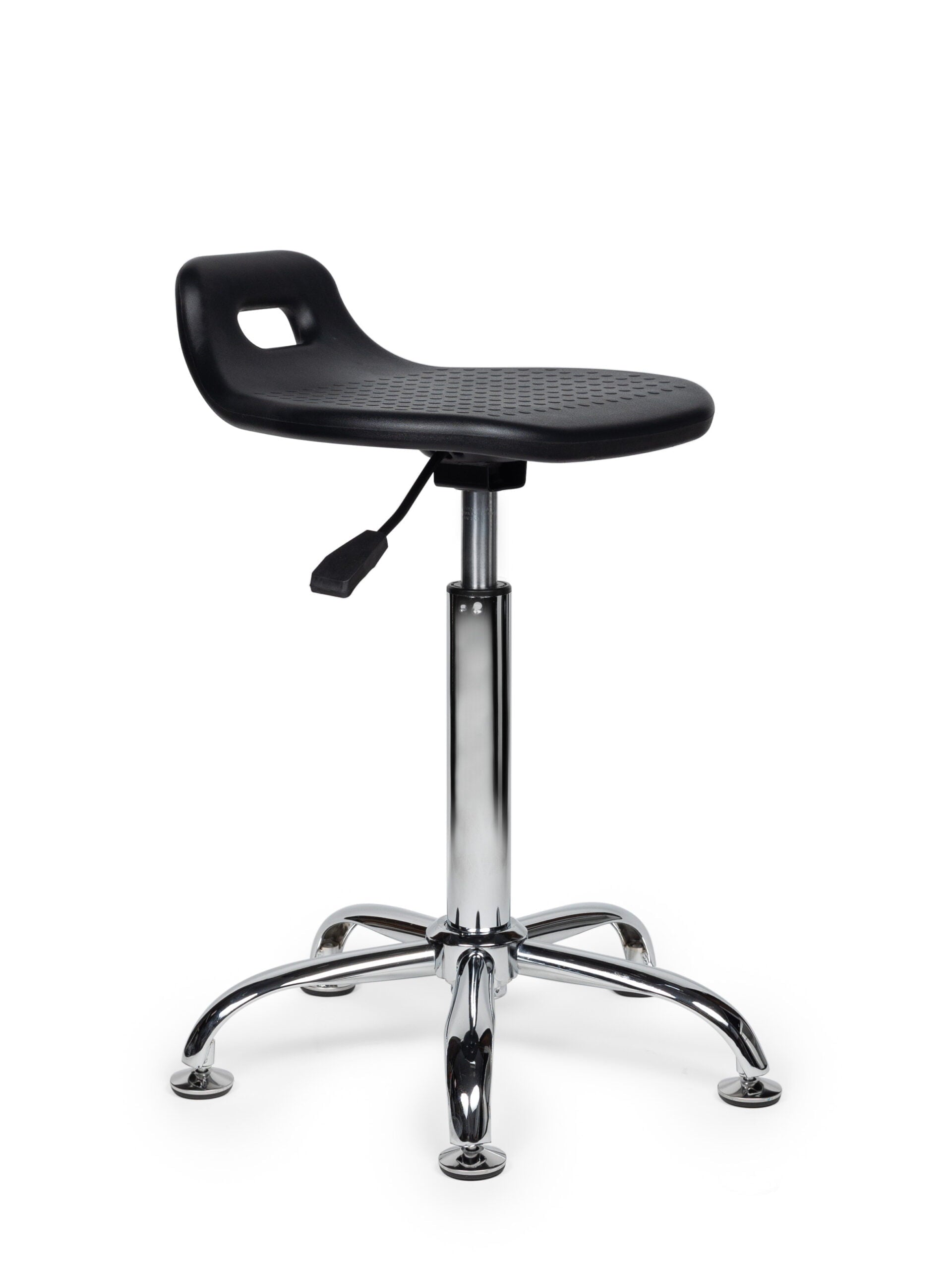 Ergonomische Stahulp Kruk Zwart op Glijdoppen