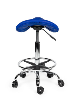 Ergonomische Kapperskruk Blauw op Wielen