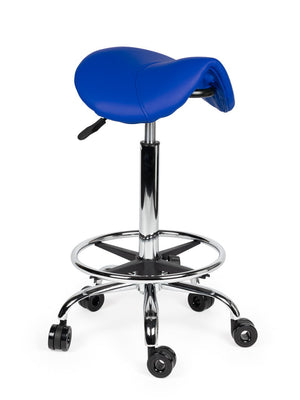 Ergonomische Kapperskruk Blauw op Wielen