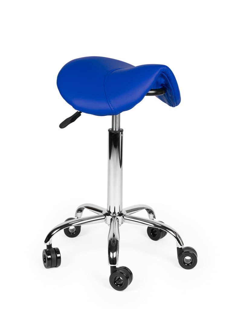 Ergonomische Kapperskruk Blauw op Wielen
