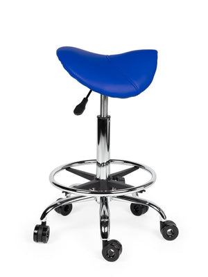 Ergonomische Kapperskruk Blauw op Wielen
