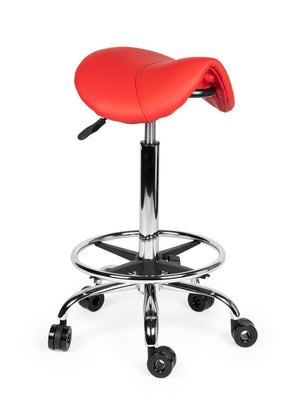 Ergonomische Kapperskruk Rood op Wielen