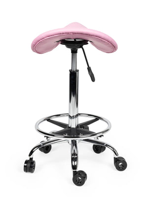 Ergonomische Kapperskruk Roze op Wielen