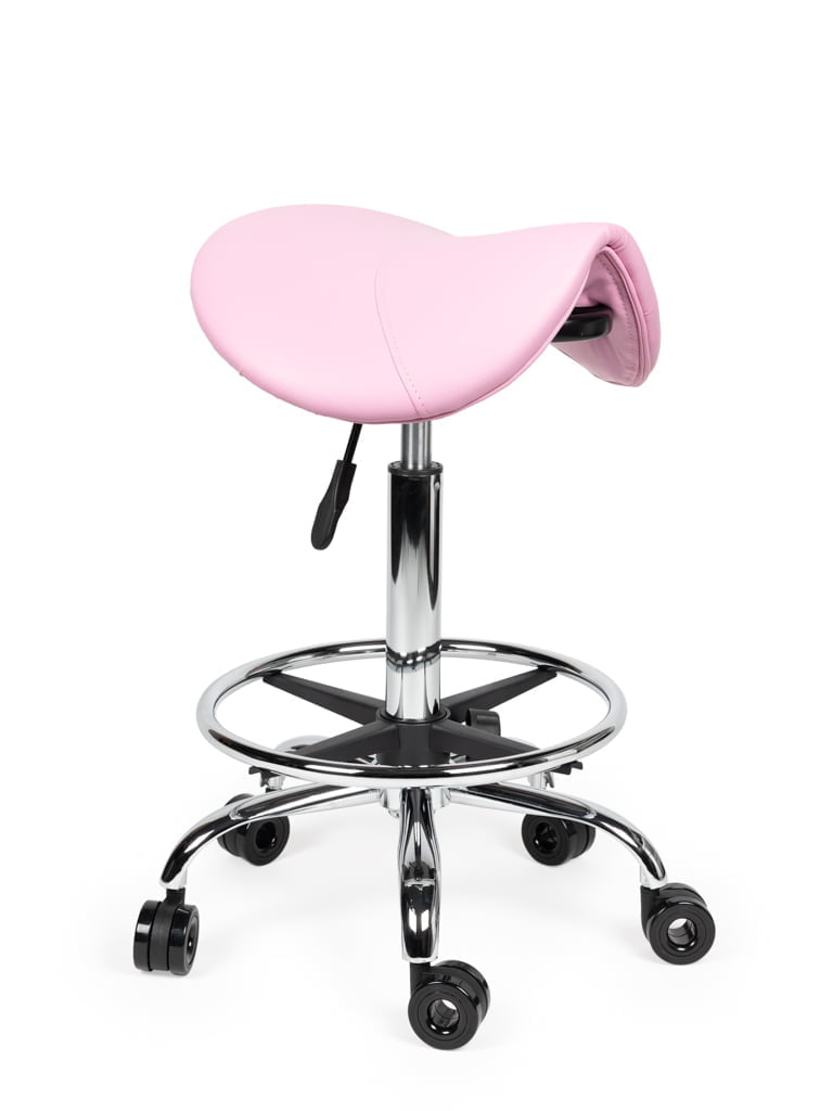 Ergonomische Kapperskruk Roze op Wielen