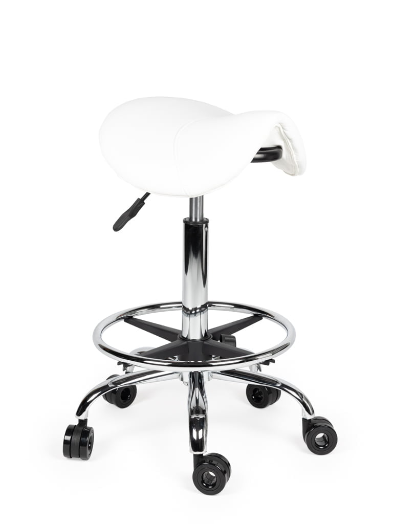 Ergonomische Kapperskruk Wit op Wielen