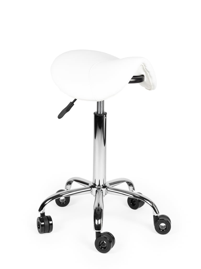 Ergonomische Kapperskruk Wit op Wielen