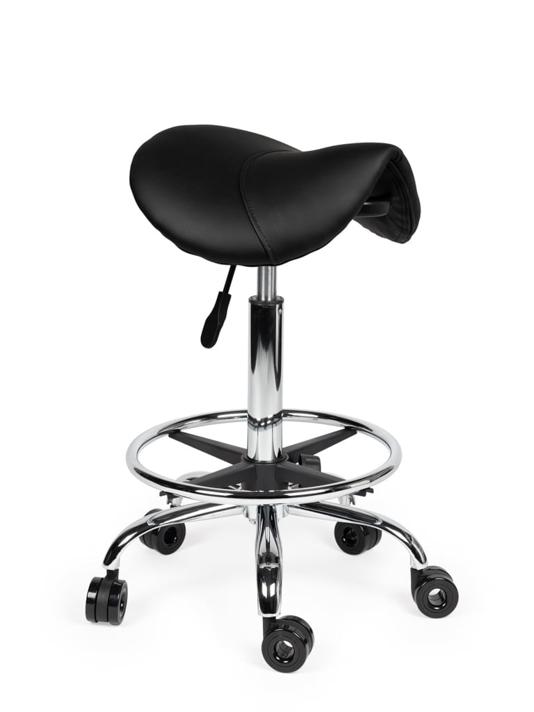 Ergonomische Kapperskruk Zwart op Wielen