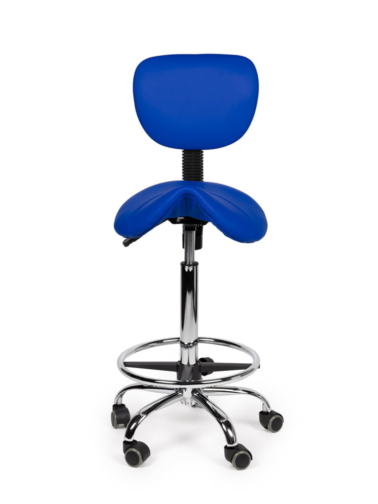 Zadelkruk Rugleuning Hoog Blauw met Voetring