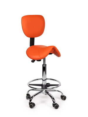 Ergonomische Zadelkruk met Rugleuning Oranje op Wielen