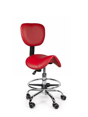 Ergonomische Zadelkruk met Rugleuning Rood op Wielen