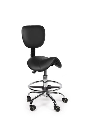 Ergonomische Zadelkruk met Rugleuning Zwart op Wielen