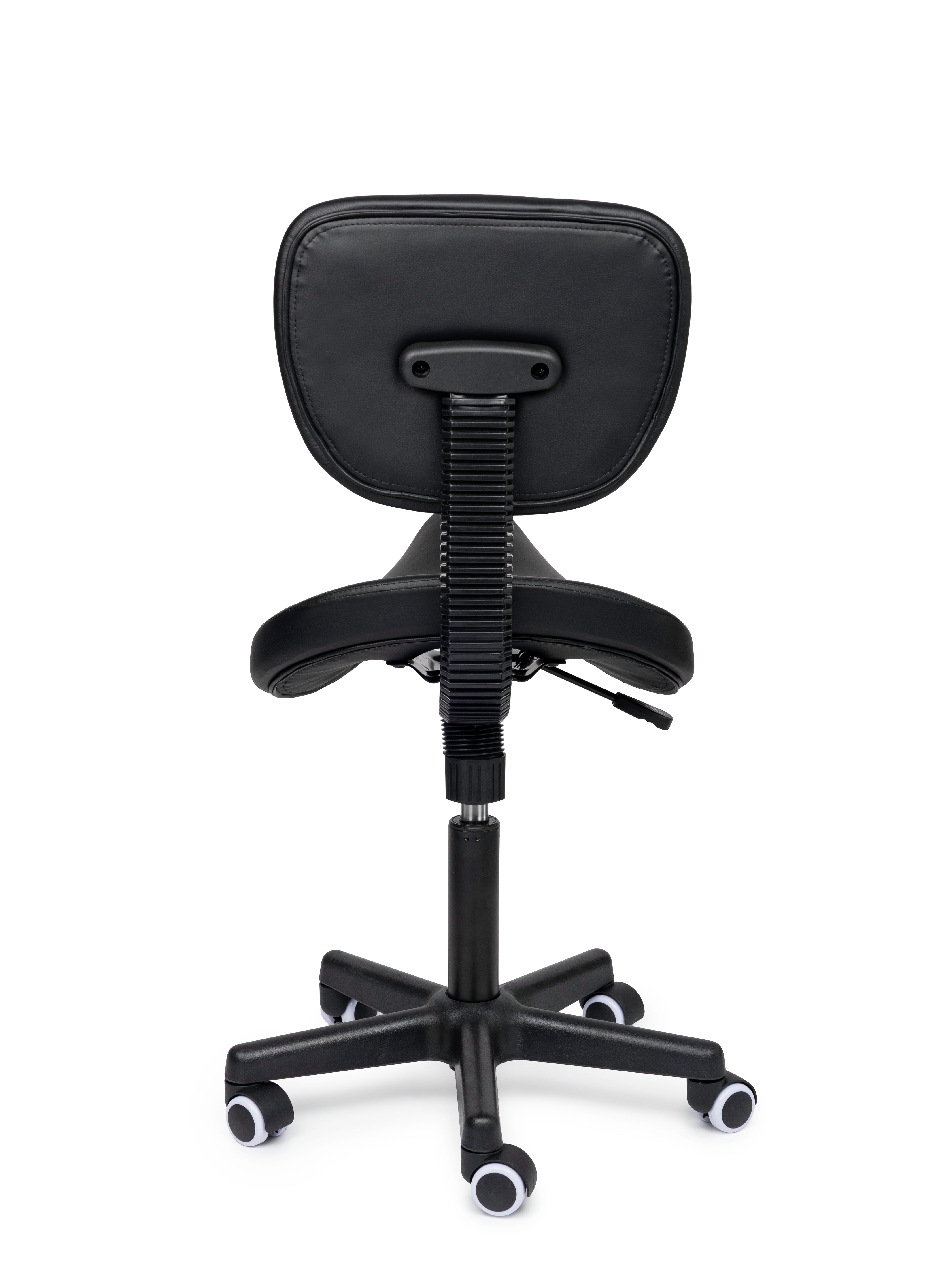 Ergonomische Zadelkruk met Rugleuning Premium Zwart op Wielen