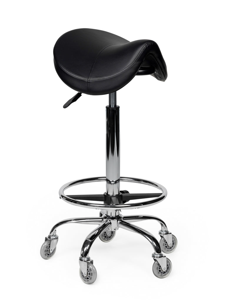 Ergonomische Zadelkruk Premium Zwart op Wielen