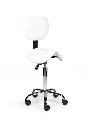Ergonomische Zadelkruk met Rugleuning Wit op Wielen