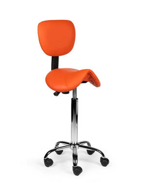 Ergonomische Zadelkruk met Rugleuning Oranje op Wielen