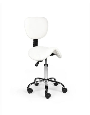 Ergonomische Zadelkruk met Rugleuning Wit op Wielen