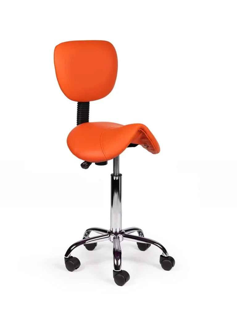 Ergonomische Zadelkruk met Rugleuning Oranje op Wielen