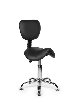 Ergonomische Zadelkruk met Rugleuning Zwart op Wielen