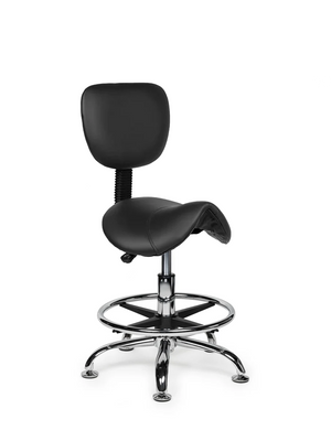 Ergonomische Zadelkruk met Rugleuning Zwart op Wielen