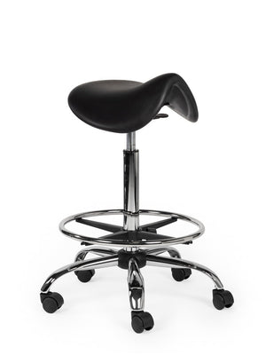 Ergonomische Werkplaatskruk Zwart op Wielen