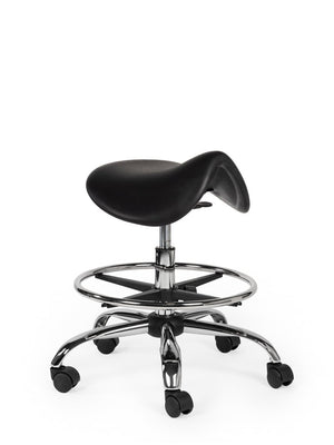 Ergonomische Werkplaatskruk Zwart op Wielen