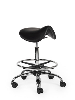 Ergonomische Werkplaatskruk Zwart op Wielen