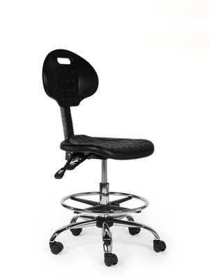 Ergonomische Werkplaatsstoel Zwart Op Wielen