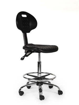 Ergonomische Werkplaatsstoel Zwart Op Wielen