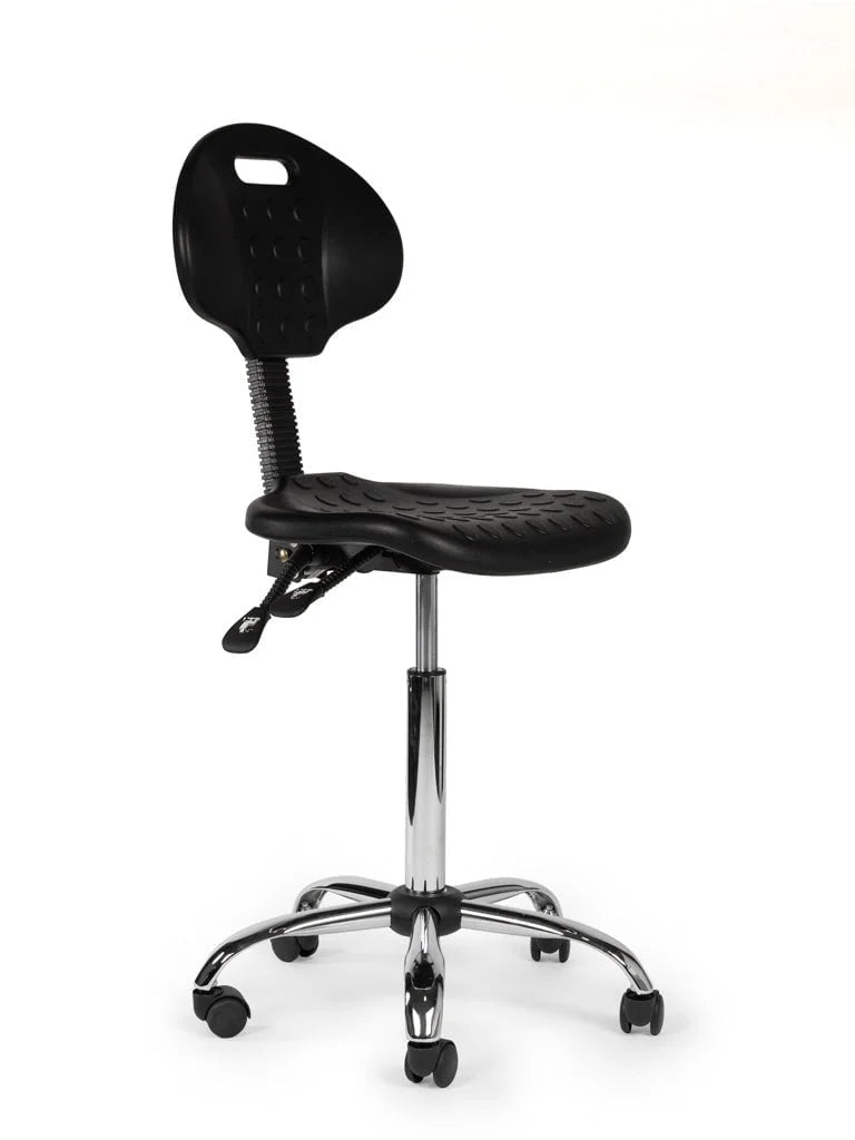 Ergonomische Werkplaatsstoel Zwart Op Wielen