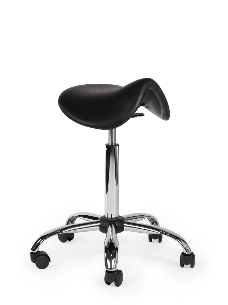 Ergonomische Werkplaatskruk Zwart op Wielen