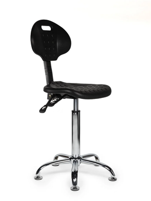 Ergonomische Werkplaatsstoel Zwart Op Wielen