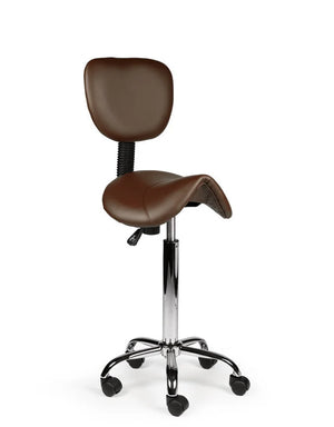 Ergonomische Zadelkruk met Rugleuning Bruin op Wielen