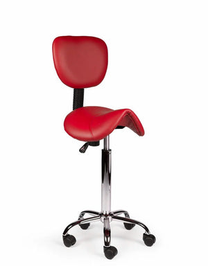 Ergonomische Zadelkruk met Rugleuning Rood op Wielen