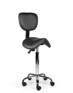 Ergonomische Zadelkruk met Rugleuning Zwart op Wielen