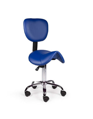 Ergonomische Zadelkruk met Rugleuning Blauw op Wielen