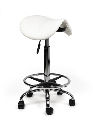 Ergonomische Zadelkruk Wit op Wielen