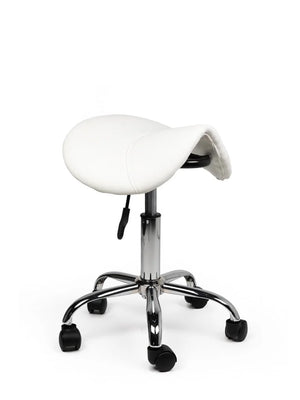 Ergonomische Zadelkruk Wit op Wielen